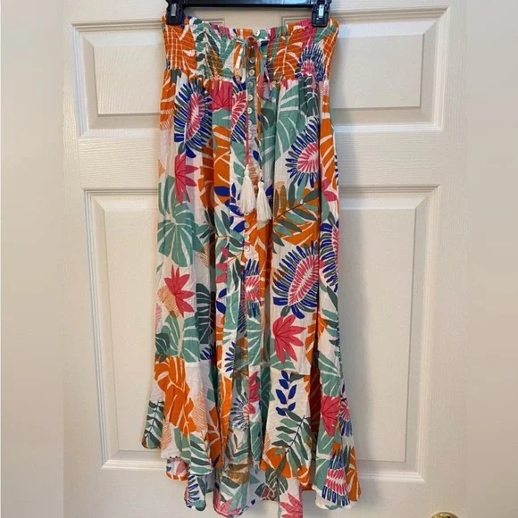 Nicole Miller Women’s Large Boho Maxi Tropical Skirt with Slit Leg Rayon - Picture 4 of 13